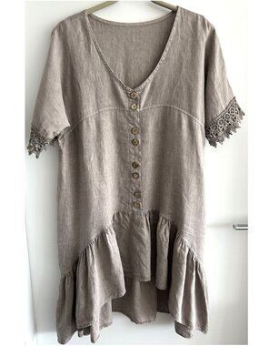 Linen Earth Tone Dress Sz S